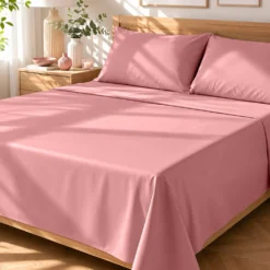 Completo letto matrimoniale tinta unita corallo