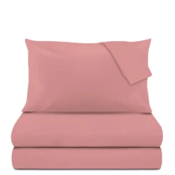Completo letto matrimoniale tinta unita corallo