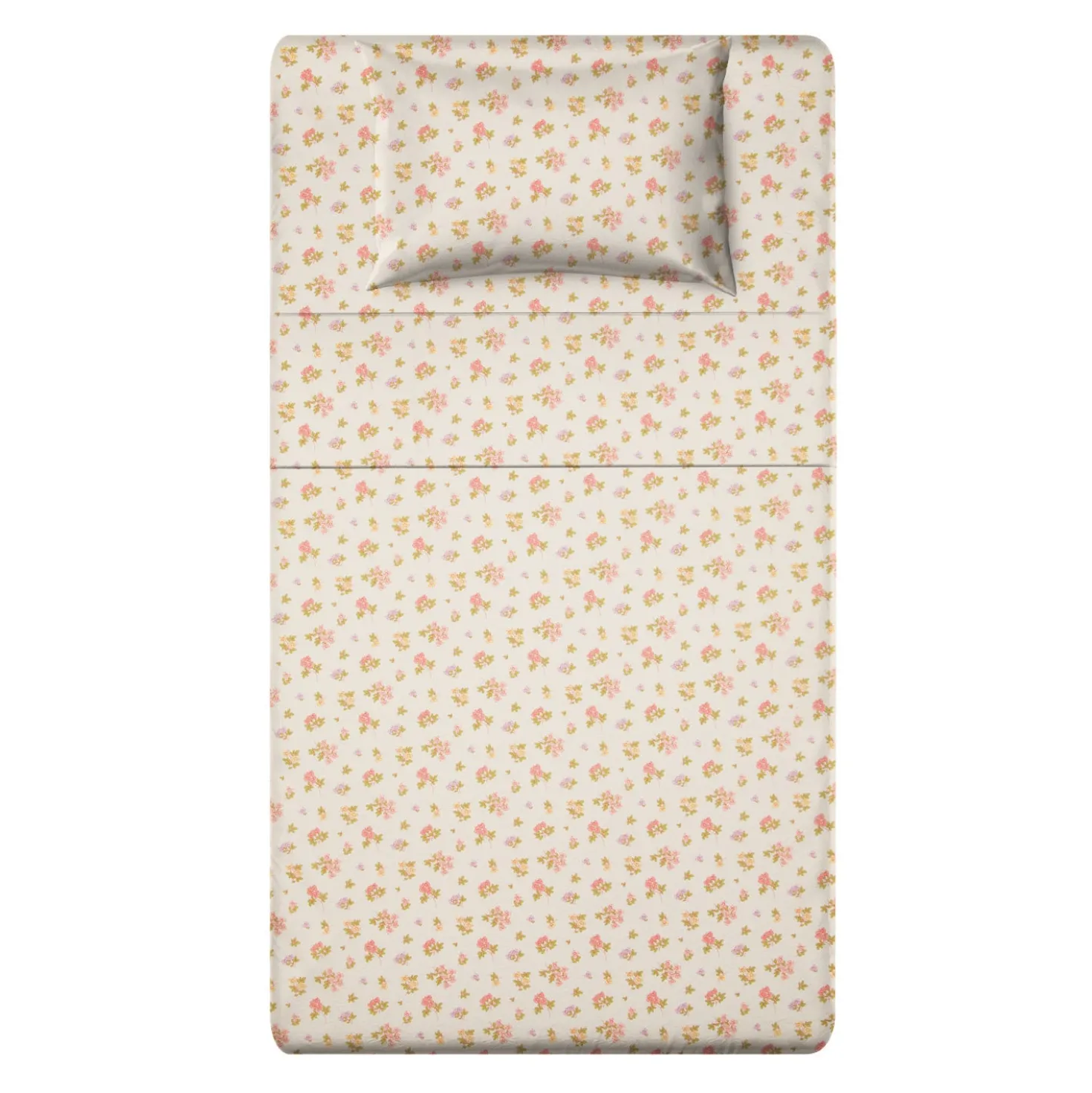 Completo letto 1 piazza e mezza cotone fiorellini