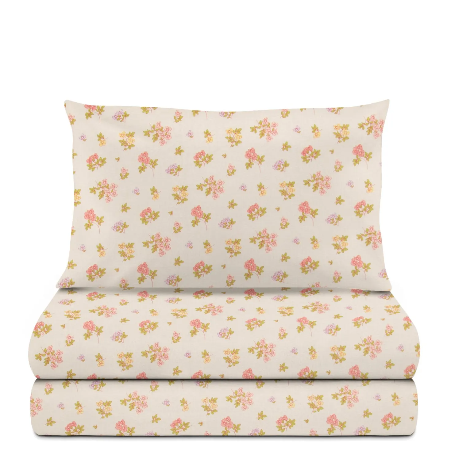 Completo letto 1 piazza e mezza cotone fiorellini