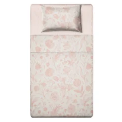 Completo letto 1 piazza e mezza in cotone rosa Botanic