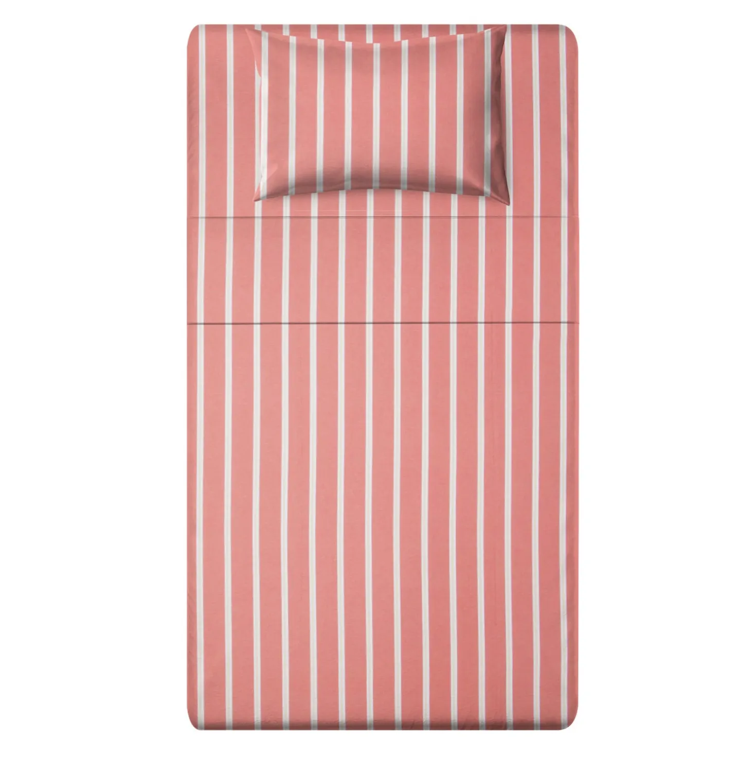 Completo letto 1 piazza e mezza righe corallo