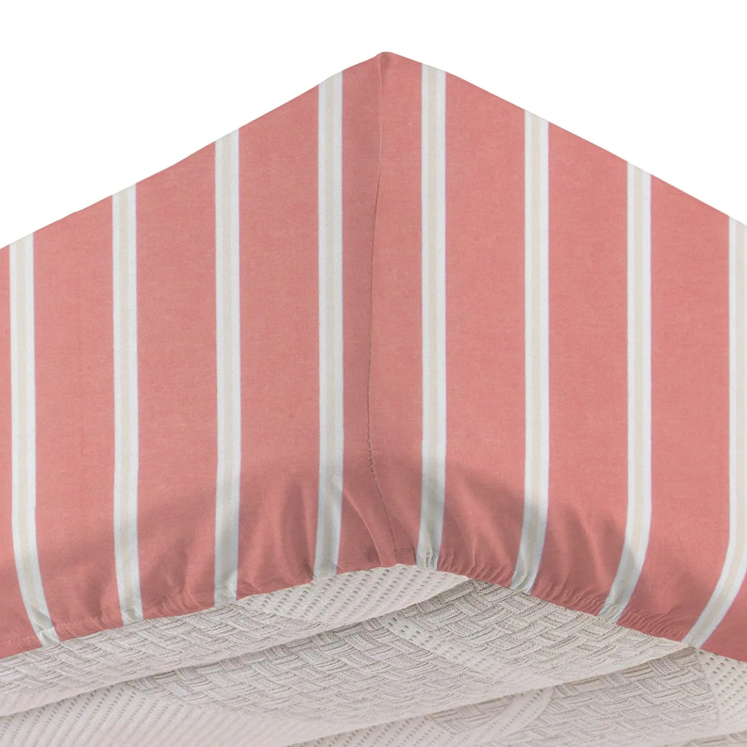 Completo letto 1 piazza e mezza righe corallo
