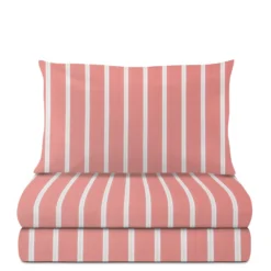 Completo letto 1 piazza e mezza righe corallo