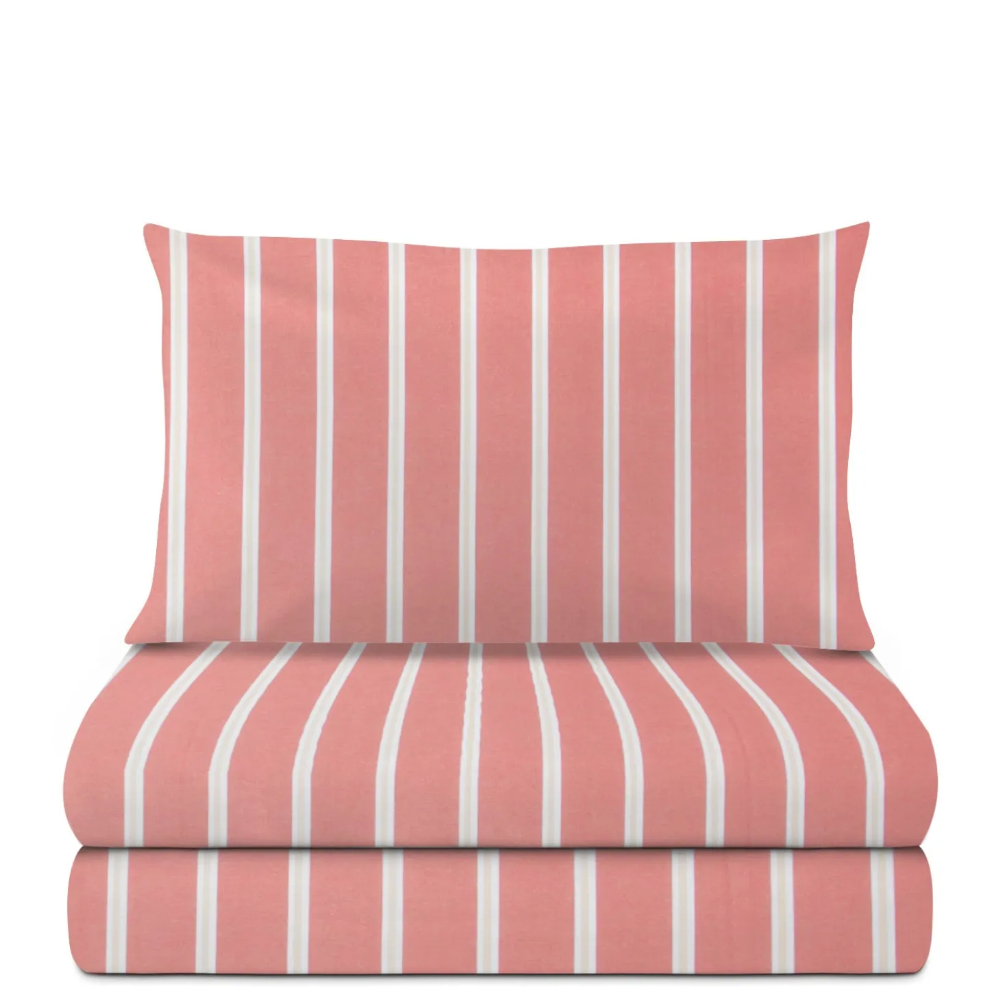 Completo letto 1 piazza e mezza righe corallo
