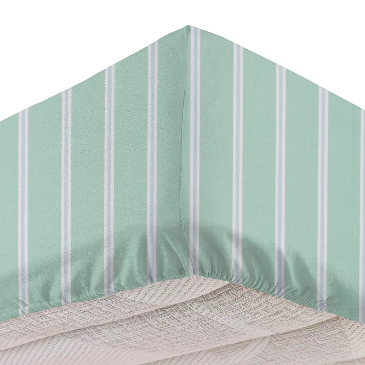 Completo letto 1 piazza e mezza righe verde