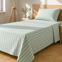 Completo letto 1 piazza e mezza righe verde