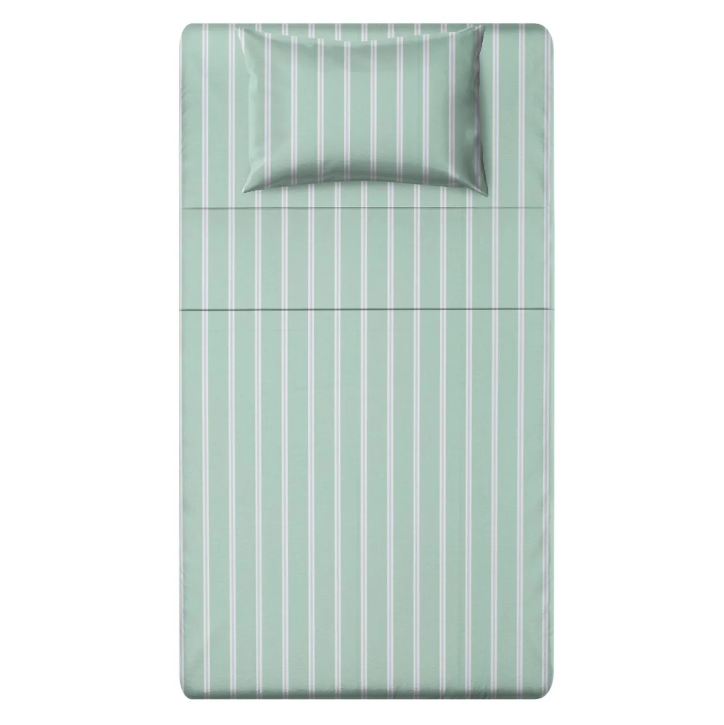 Completo letto 1 piazza e mezza righe verde