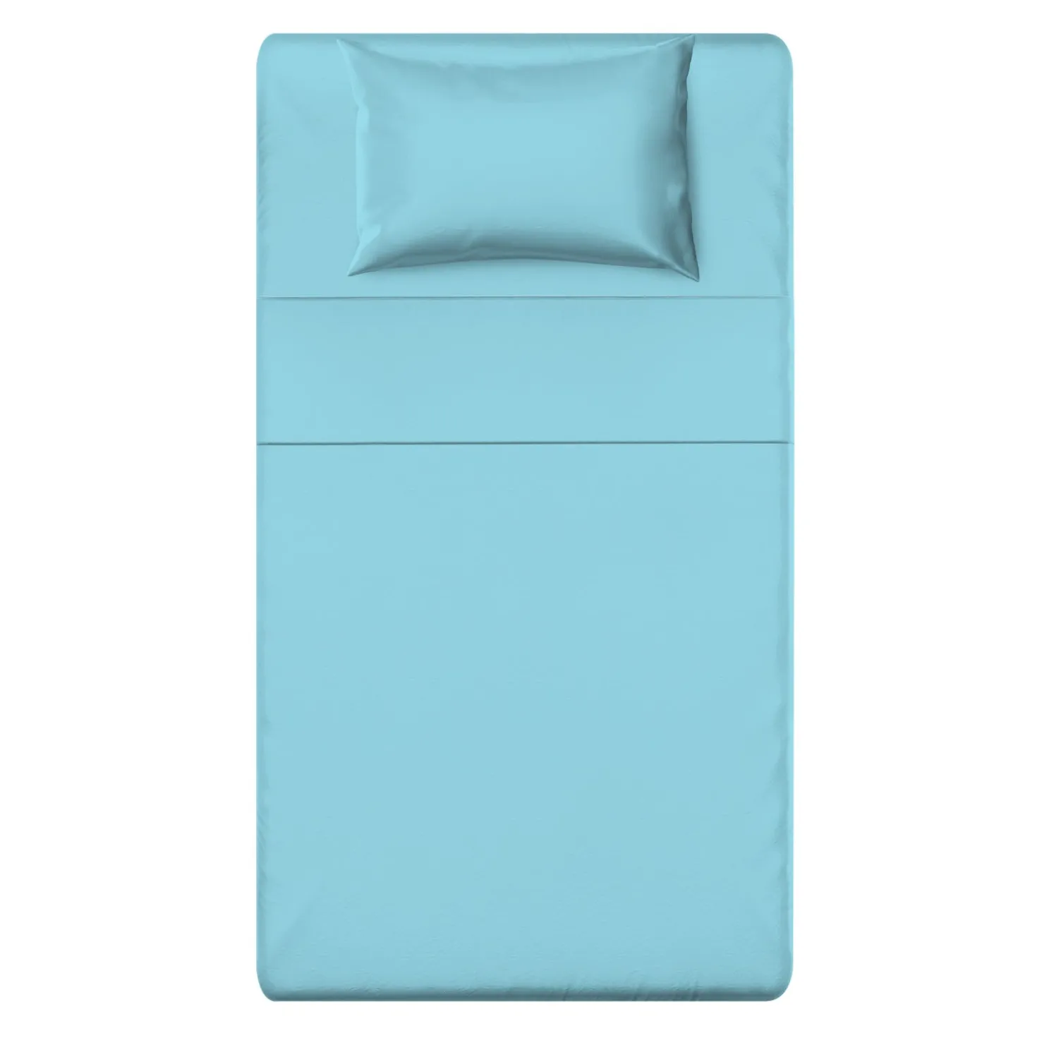 Completo letto 1 piazza e mezza tinta unita azzurro