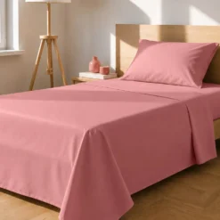 Completo letto 1 piazza e mezza tinta unita corallo