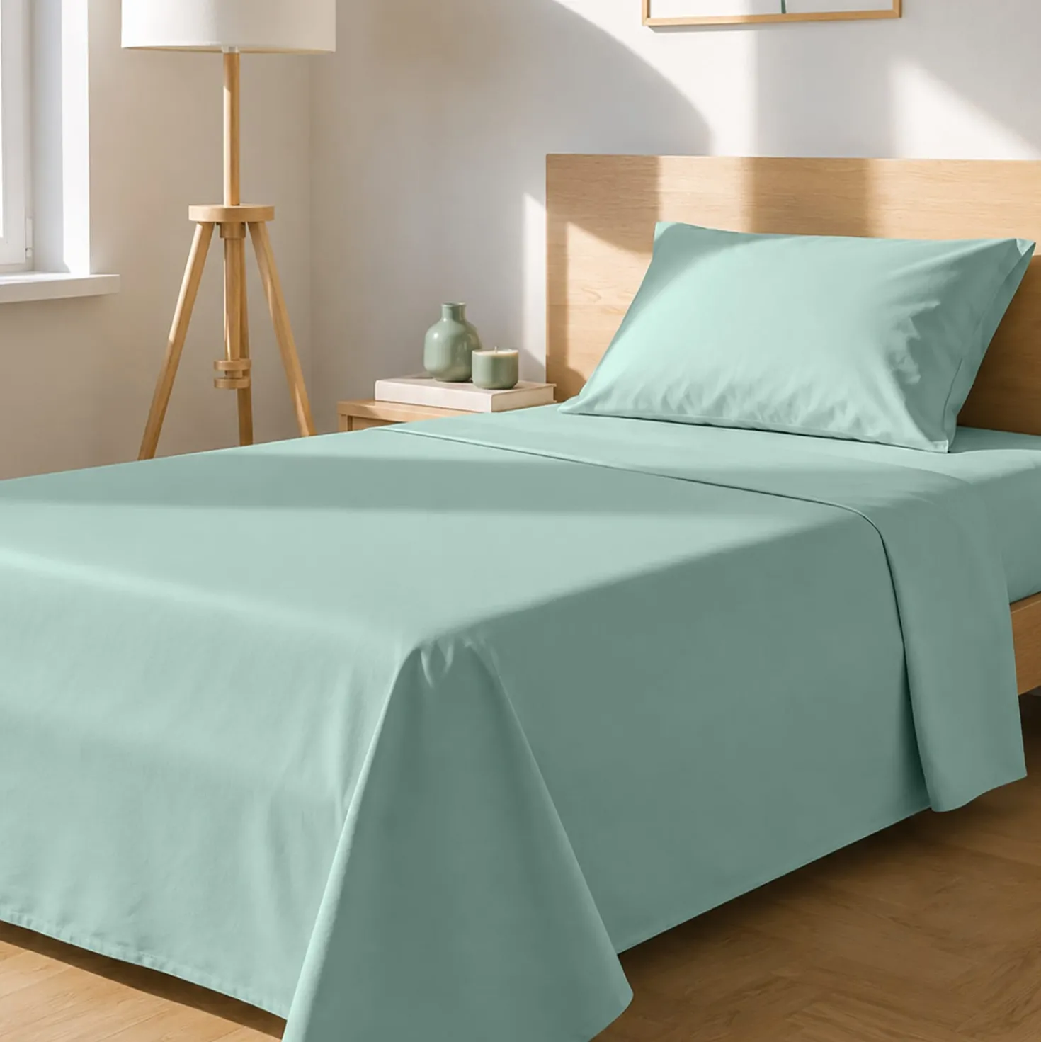 Completo letto 1 piazza e mezza tinta unita verde