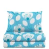 Completo letto singolo azzurro fiori bianchi