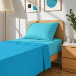 Completo letto singolo cotone azzurro Nicoletta
