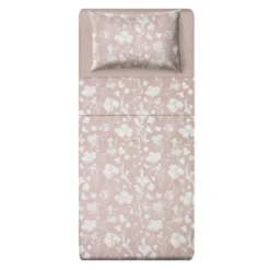 Completo letto singolo cotone fiore tortora