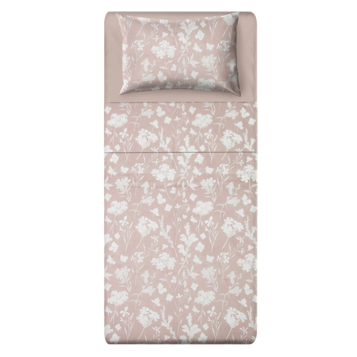Completo letto singolo cotone fiore tortora