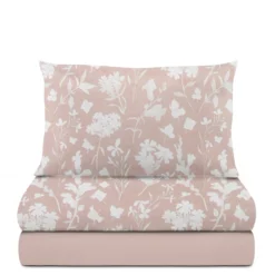 Completo letto singolo cotone fiore tortora