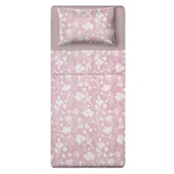 Completo letto singolo cotone fiori malva