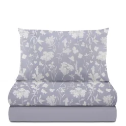 Completo letto singolo cotone fiori malva