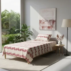 Completo letto singolo cotone geometrie bordeaux