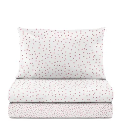 Completo letto singolo cotone Pois rosso