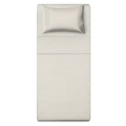 Completo letto singolo cotone righe beige