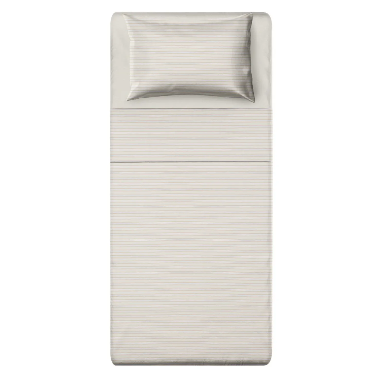 Completo letto singolo cotone righe beige