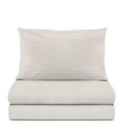Completo letto singolo cotone righe beige