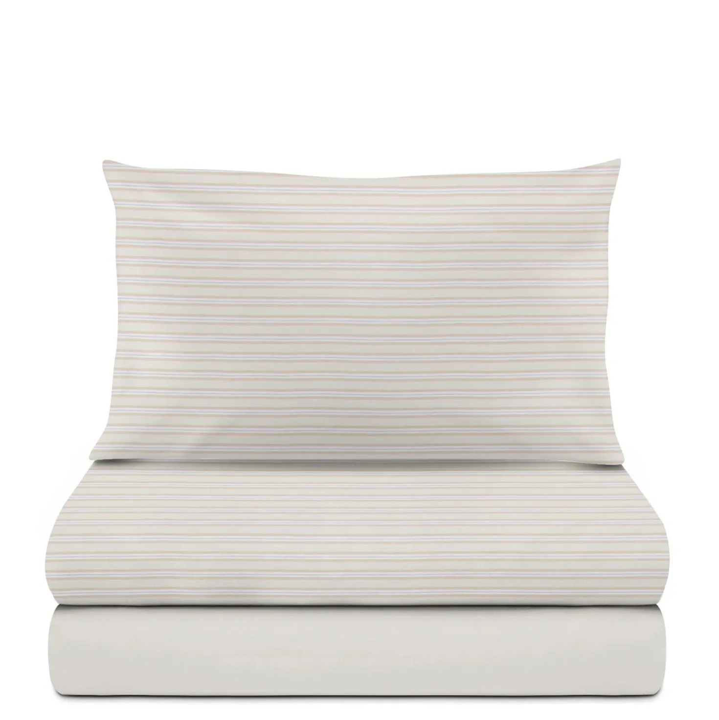 Completo letto singolo cotone righe beige