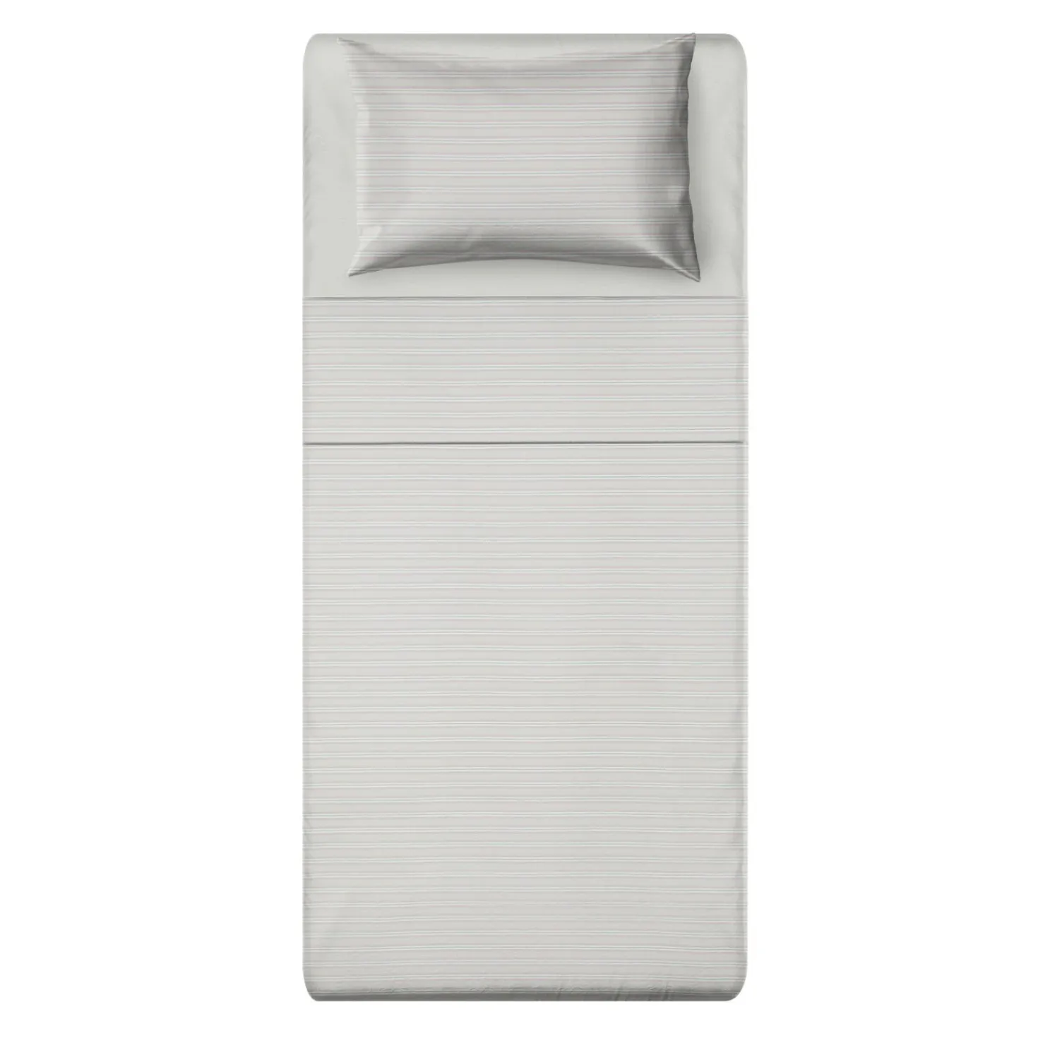 Completo letto singolo cotone righe grigio