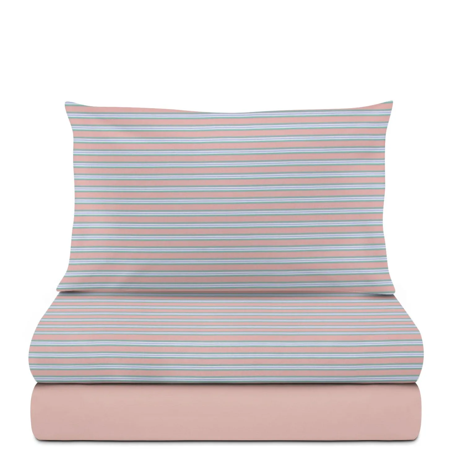 Completo letto singolo cotone righe rosa
