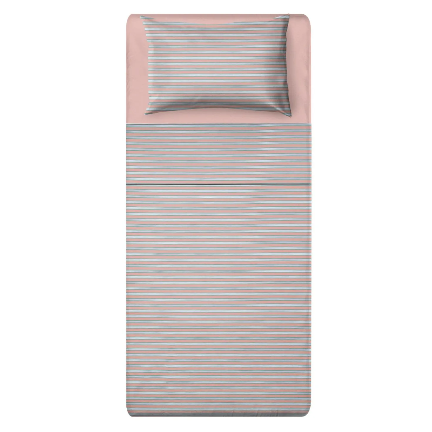 Completo letto singolo cotone righe rosa