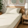 Completo letto singolo cotone tinta unita burro