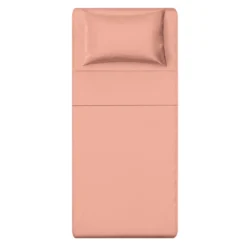 Completo letto singolo cotone tinta unita corallo