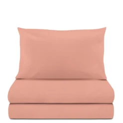 Completo letto singolo cotone tinta unita corallo