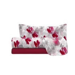 Completo letto singolo fiori rossi Passion Datex