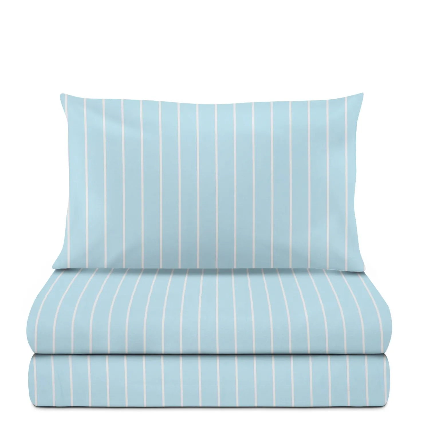Completo letto singolo policotone righe azzurro