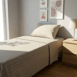 Completo letto singolo policotone righe sabbia