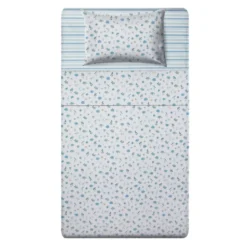 Completo letto una piazza e mezza stampa fiorellini azzurro