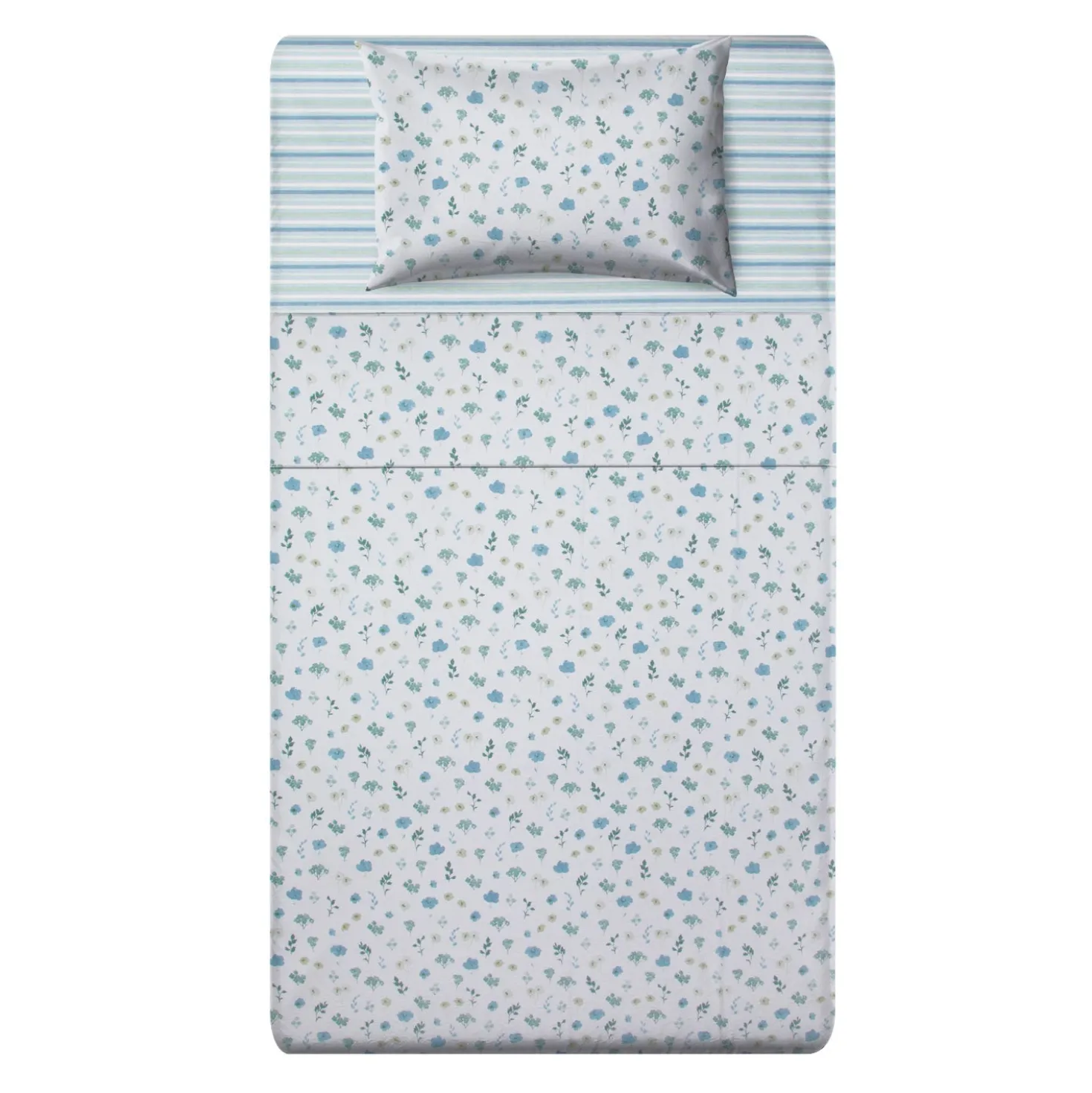 Completo letto una piazza e mezza stampa fiorellini azzurro
