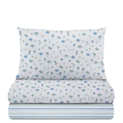 Completo letto una piazza e mezza stampa fiorellini azzurro