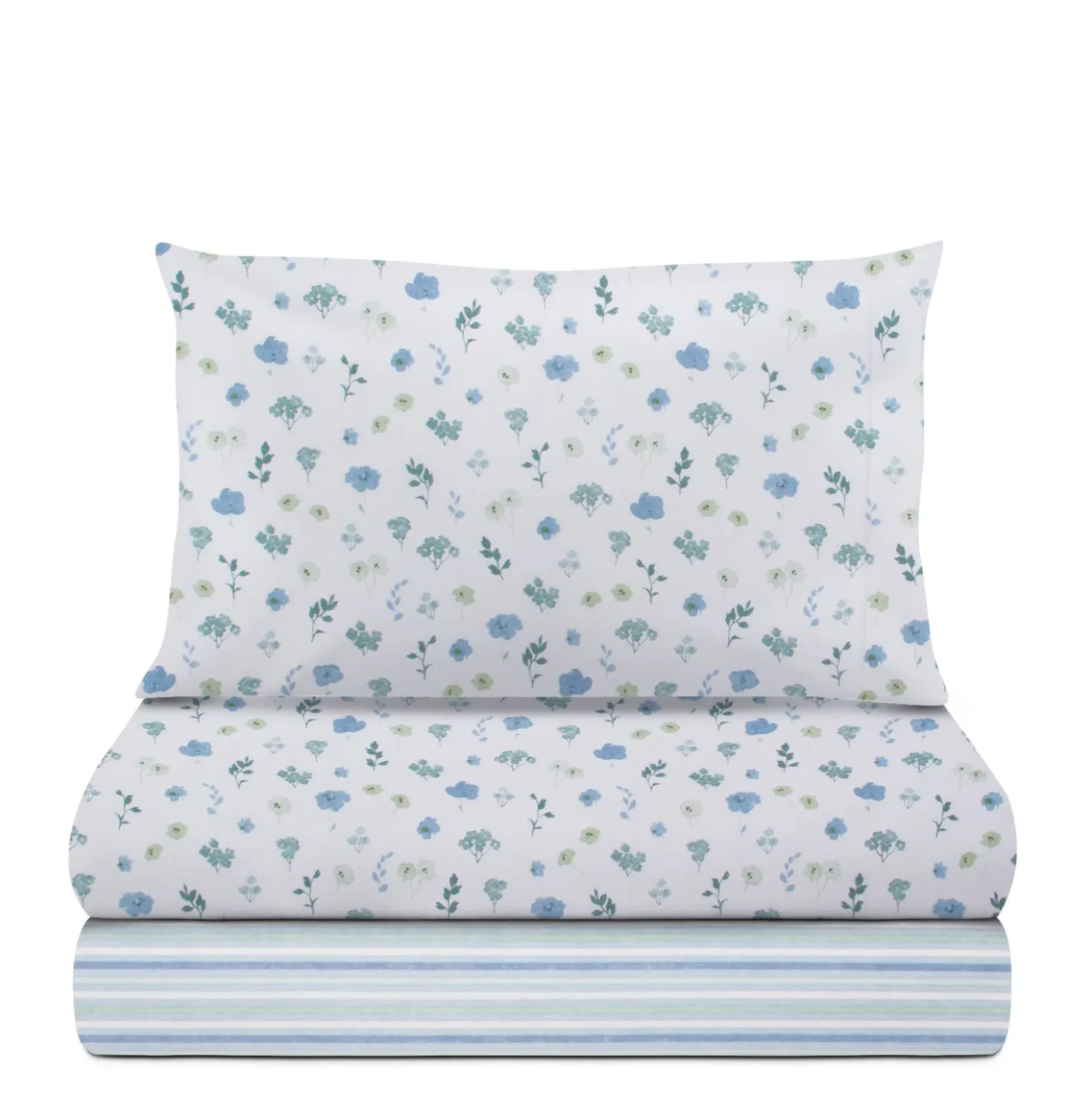 Completo letto una piazza e mezza stampa fiorellini azzurro