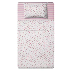 Completo letto una piazza e mezza stampa fiorellini rosa