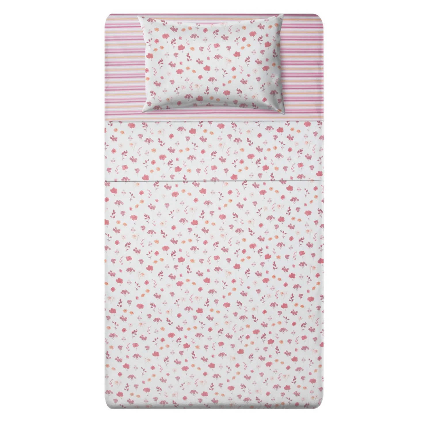Completo letto una piazza e mezza stampa fiorellini rosa