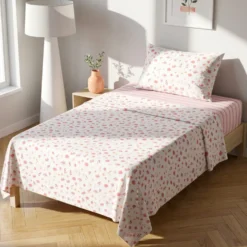 Completo letto una piazza e mezza stampa fiorellini rosa