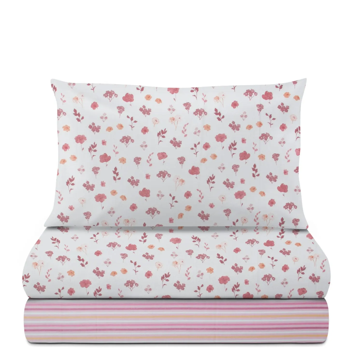 Completo letto una piazza e mezza stampa fiorellini rosa