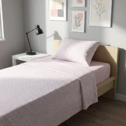 Completo letto una piazza e mezza stampa pois rosa