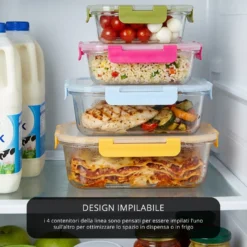 Contenitore alimentare 640 ml vetro rosa