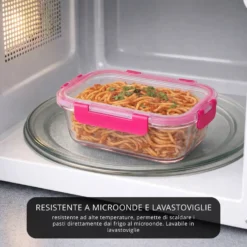 Contenitore alimentare 640 ml vetro rosa