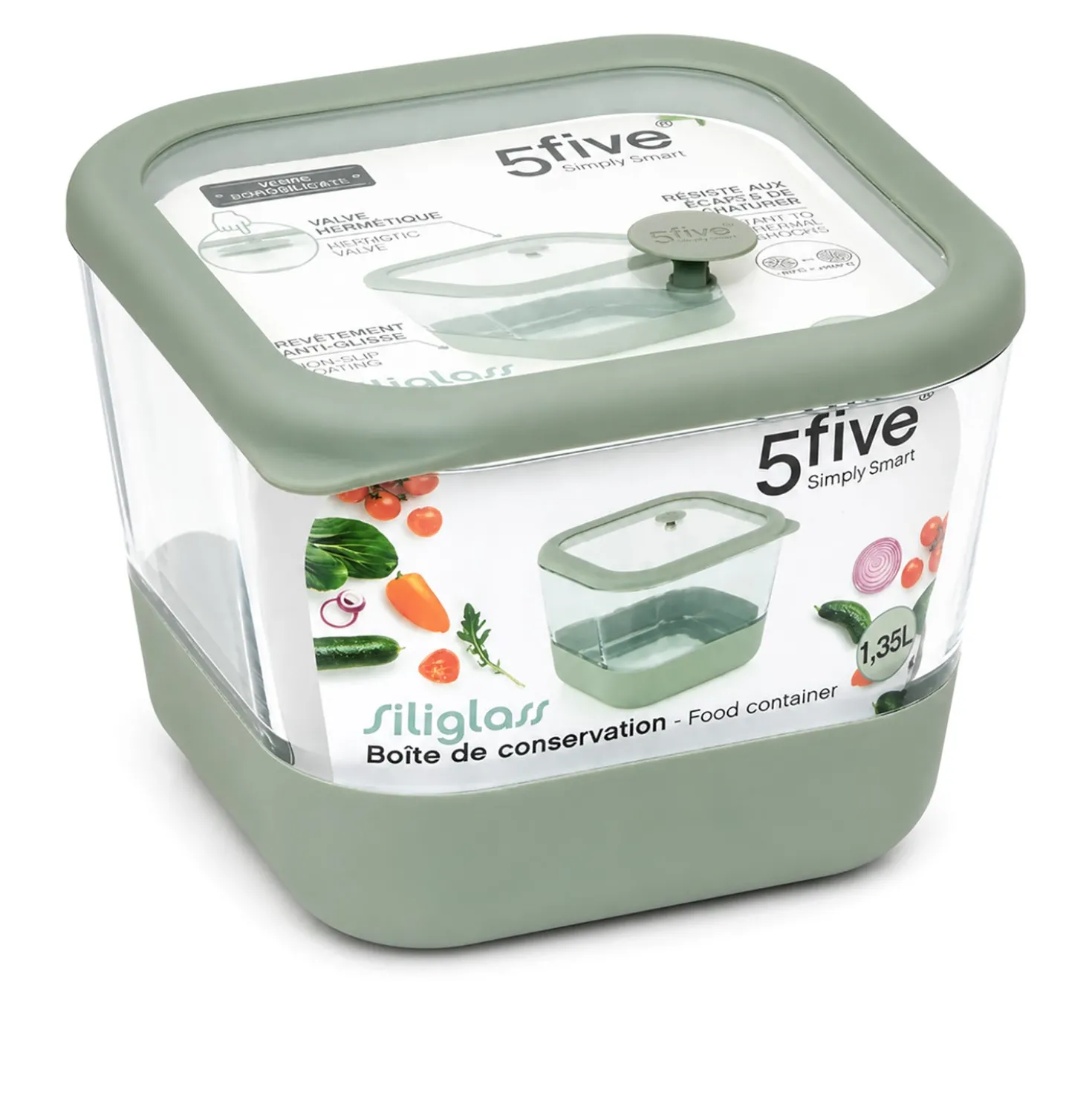Contenitore alimentare quadrato vetro 1,35 L Siliglass
