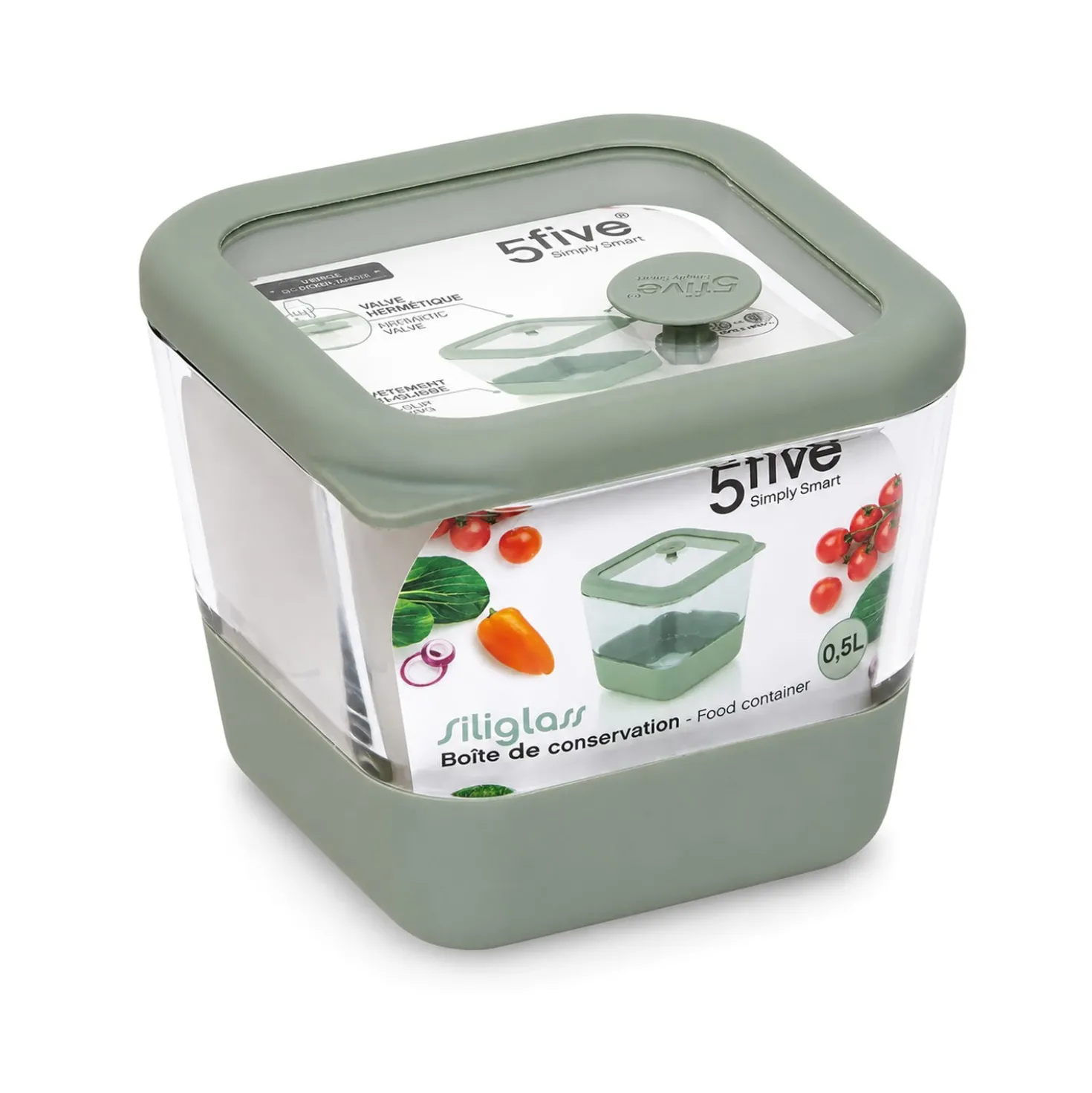 Contenitore alimentare quadrato vetro 500 ml Siliglass